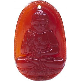 Mặt dây chuyền đức phật a di đà mã não đỏ tự nhiên - phật bản mệnh cho người tuổi tuất, hợi - pbmraga08