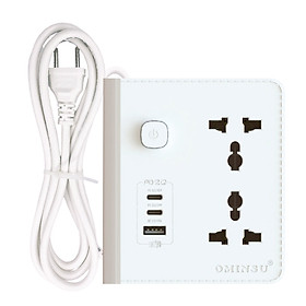 Ổ cắm điện đa năng 2500W kiêm Sạc nhanh 3 USB PD 20W OS01 , hàng chính hãng