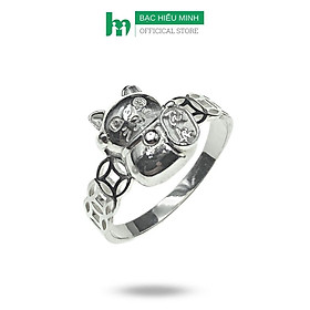 Nhẫn Nữ Bạc Ta Mèo Thần Tài Kim Tiền Chữ Tài Lộc Bạc Hiểu Minh NU499