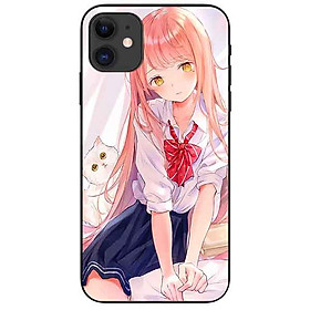 Ốp lưng in cho Iphone 11 Mẫu Cô Gái Sơ Mi Trắng