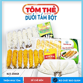 Tôm thẻ tẩm bột duỗi nhiều vị Thiện Nhà Tôm khay 250gr 10 con