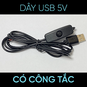 Dây nguồn USB có công tắc dài 1m, dùng làm nguồn đèn led cho trang trí