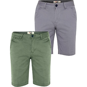 Bộ 2 quần short kaki co giãn Pigo PSK03 (rêu, xám môn)