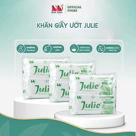 Khăn lạnh dùng một lần Julie Xanh lá vải bi 20 cái (20x24cm) hương hoa hồng không hóa chất