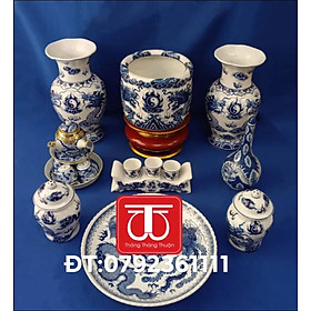 Mua BỘ BÁT HƯƠNG VẼ RỒNG NỔI (ĐẾ GỖ SƠN SON THẾP VÀNG CAO 12CM / ĐK BÁT 20CM  22CM) /ĐÔI LỌ CAO 30CM / ĐÔI CHOÉ 16CM )