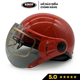 Mũ bảo hiểm nửa đầu có kính SUNDY Helmet  HP-01K an toàn, thời trang, nhiều màu cá tính, Freesize (vòng đầu 55-59cm)