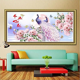 Tranh đính đá Hoa Khai Phú Quý I 110x55cm I LV256