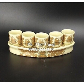 Mua Bộ thờ nước thờ bằng sứ vàng ngà đế mẫu cong BH1030