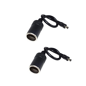 2Pcs Brand New Female Cigarette Socket to DC 5.5mm x 2.1mm for Car Charger Black