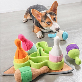 Pet Dogs Snuffle Mat Bowling Plush Toy Training Pad Sniffing Pad Colorful Washable Puzzle Game Interactive Feeding Pad Encourages Nose Work