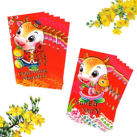 Bộ 12 bao lì xì hình trâu vàng