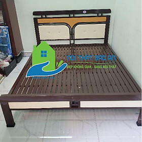 Mua Giường ngủ sắt cao cấp kiểu gỗ ngang 1m8 dài 2m
