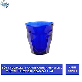 {Hàng chính hãng} Bộ 6 ly D1027F Duralex - Picardie Xanh Saphir 250ml Thủy tinh cường lực cao cấp Pháp