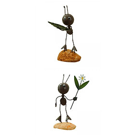 2pcs Ant Figurine Statue Ornament Sculpture Crafts Home Desktop Decoration