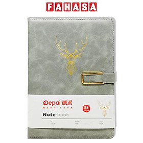 Sổ Bìa Da B5 Có Nút Gài - Kẻ Ngang - 200 Trang 80gsm - Depai 18-88 - Màu Xám