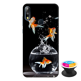 Ốp lưng điện thoại Asus Zenfone Max Pro M2 hình Cá Vàng Tung Bay tặng kèm giá đỡ điện thoại iCase xinh xắn - Hàng chính hãng