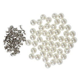 2-3pack 50 Pieces Pearls Rivets Studs Buttons for Sewing Leather Crafts Bag 10mm