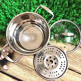Mua Nồi Xửng Hấp 1 Tầng  Inox Không Gỉ - Sử Dụng Được Cho Bếp Từ - Size 20/22/24cm