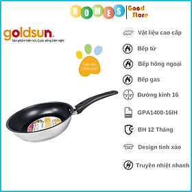 Mua Chảo Inox Đáy Từ 3 Lớp GOLDSUN GPA1400-16IH  Đường Kính Đáy 16 Cm  Công Nghệ Chống Dính Mỹ  Không Kén Bếp - Hàng Chính Hãng