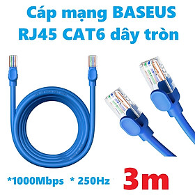 Cáp mạng LAN Cat6 tốc độ 1000Mbps dây tròn nhựa PVC bền Baseus CAT6 Ethernet Round Cable _ Hàng chính hãng