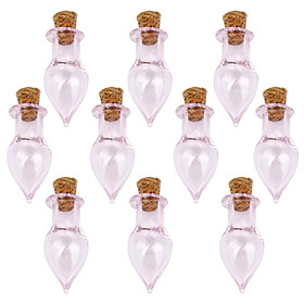 Cork Glass Bottle Tear Drops Vial Jars Wish Love Bottle 10pc Pink Note