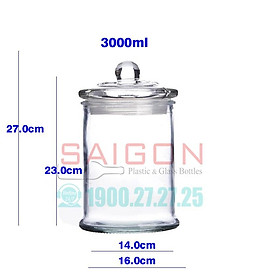 Mua Hũ Thủy Tinh Tròn Trụ Nắp Thủy Tinh 3.0 Lít   6.0 Lít | Tùy Chọn Dung Tích
