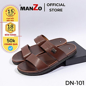 Dép quai ngang nam màu nâu sang trọng - Dép da nam bảo hành 12 tháng - MANZO DN101 - Manzo Store