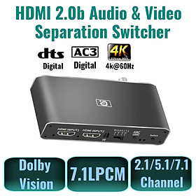 HDMI-Compatible Switcher With eARC For 7.1CH AT3 DTS Audio Splitter AUX Coaxial DAC Extractor to Amplifier & Speaker&Smart TV Color: With EU Adapter