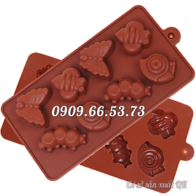 Khuôn làm bánh, rau câu silicon 8 con bướm, con sâu, con bọ - Mã số 1271