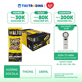 Thùng 48 hộp Sữa lúa mạch hương socola LOF MALTO 180ml/hộp