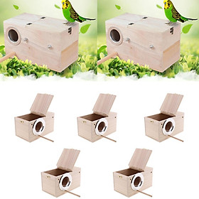 5-Pack Budgie Parakeet Wood Breeding Nest Box Nesting Aviary w/Stick _S