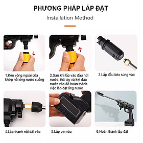 Bộ Máy Xịt Rửa Xe Tăng Áp Cầm Tay Dùng Pin 10 Cells 199V Siêu Trâu - Hàng Chuyên Dụng Lõi Đồng Không Chổi Than Cực Khỏe 