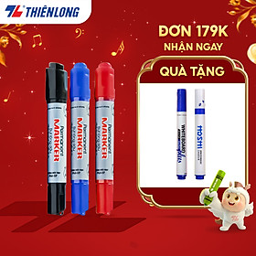 Combo 5/10/20 Bút lông dầu Thiên Long PM-07 2 đầu bút kích thước 0.8 mm và 6mm, 3 màu mực xanh/đỏ/đen, bám dính tốt trên nhiều bề mặt