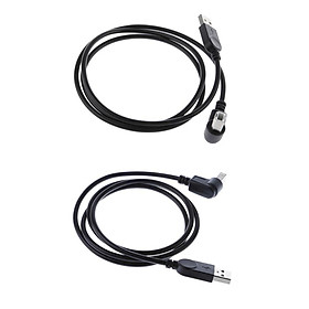 2Piece USB2.0 to Type-B 90°Degree Angle Extension Adapter Cable Line Right&UP