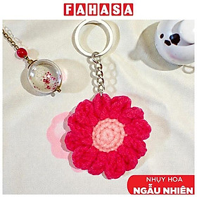 Móc Khoá Len Cúc Hoạ Mi - Màu Hồng Đậm (Nhụy Hoa Màu Ngẫu Nhiên)