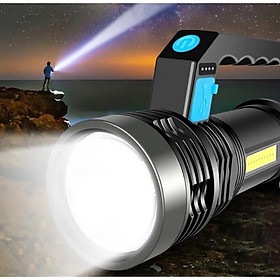 Mua (có đèn cạnh ) Đèn pin  cam tay sạc điện 2 in 1 có dây sạc - đèn pin di động  siêu sáng - đèn pin mini - den pin cam tay - đèn bão - đèn cắm trại dã ngoại -moc khoa den