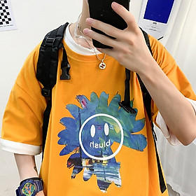 3 Color【M-3XL】 Summer New Style Fashion Trend Printed Smiley Graphic Short Sleeve T-shirt Men Breathable Unisex Half Sleeve T-shirt Oversize Student Short T-shirt Couple Wear