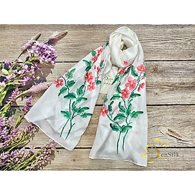 Khăn Choàng Lụa Vẽ Tay Mugunghwa Hàn Quốc SenSilk 160x55 - Quà Tặng Cao Cấp, Tinh Hoa Nghề Việt, Phụ Kiện Cao Cấp Cho Nữ, Vietnam Silk Scarf, Lụa Tơ Tằm Thuần Việt, 2023 Best Colletion