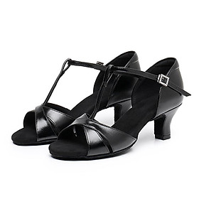 Giày khiêu vũ phụ nữ mới Latin Tango Salsa Sandals Giày khiêu vũ Ladies Giày khiêu vũ mềm chân mềm mại dành cho nữ cô gái bán buôn Color: Black 5CM Shoe Size: 39