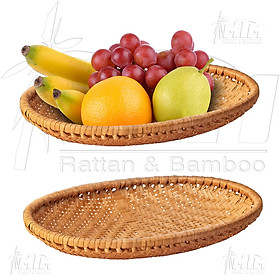 Mua Đĩa tre l Mẹt tre hun khói hình oval - Để trái cây  bánh mứt kẹo  trang trí bàn ăn