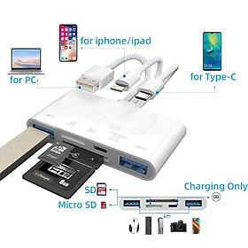 Mua Đầu Đọc Thẻ Nhớ SD TF Micro SD Chân Type C Type A USB 3.0 Dùng Cho iPhone  iPad  Điện Thoại Android  Máy Tính  PC  Laptop  Máy Ảnh – Hàng Nhập Khẩu