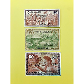 Mua Combo 3 tờ 10 xu 20 xu 50 xu cổ của Việt Nam từ thời Pháp sưu tầm - chất lượng đẹp như hình - kèm bao lì xì dỏ