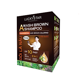 Dầu gội phủ bạc thảo dược cao cấp. Gội là đen LUCKY STAR chiết xuất nhân sâm và thảo mộc tự nhiên. Dầu gội nhuộm tóc giúp tóc đen tự nhiên, khỏe mạnh. Dầu gội đen tóc trong 10 phút ngay tại nhà, phiên bản mới có lược
