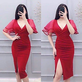 Đầm dự tiệc phối tay lưới