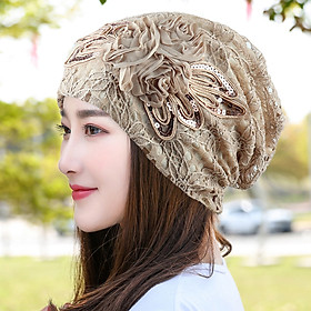 Mũ nữ mỏng thoáng khí, mũ turban, mũ Bao Đầu nữ ren Nơ Hoa Nón chụp đầu nữ phiên bản Hàn Quốc cho mọi mùa xuân hạ thu đông, mũ ren hoa rỗng, mũ không vành, mũ hóa trị cho nữ Mũ che tóc bạc trắng, mũ che tóc ngắn mỏngdona240106