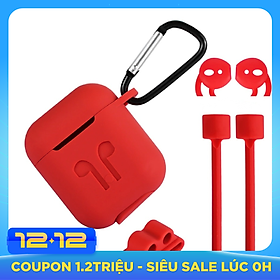 Bộ 5 món phụ kiện chống rớt Airpods gồm hộp silicon, móc khoá, dây nối, bao tai, đế xỏ đồng hồ cho tai nghe Airpods