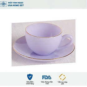 Mua Set tách đĩa cafe thủy tinh ngọc Luxury USA Homeset các màu