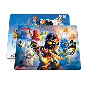Bộ 2 tấm xếp hình A3, 48 mảnh ghép: Ninjago và Minion, hoặc đội bay siêu đẳng và pokemon. Đồ chơi trí tuệ cho bé từ 3 tuổi. Tia Sáng Việt Nam. Chứng nhận hợp quy chủng loại: Xếp hình số mảnh ghép lên đến 25 mảnh.