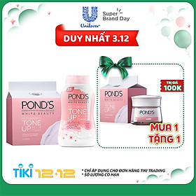 Combo Kem Sữa Dưỡng Trắng Nâng Tông Pond'S White Beauty (50g) + Phấn Phủ Nâng Tông Pond'S White Beauty (40g)