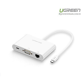Cáp USB-C To VGA + 2 Cổng USB + LAN Ugreen (30439) - Hàng chính hãng
